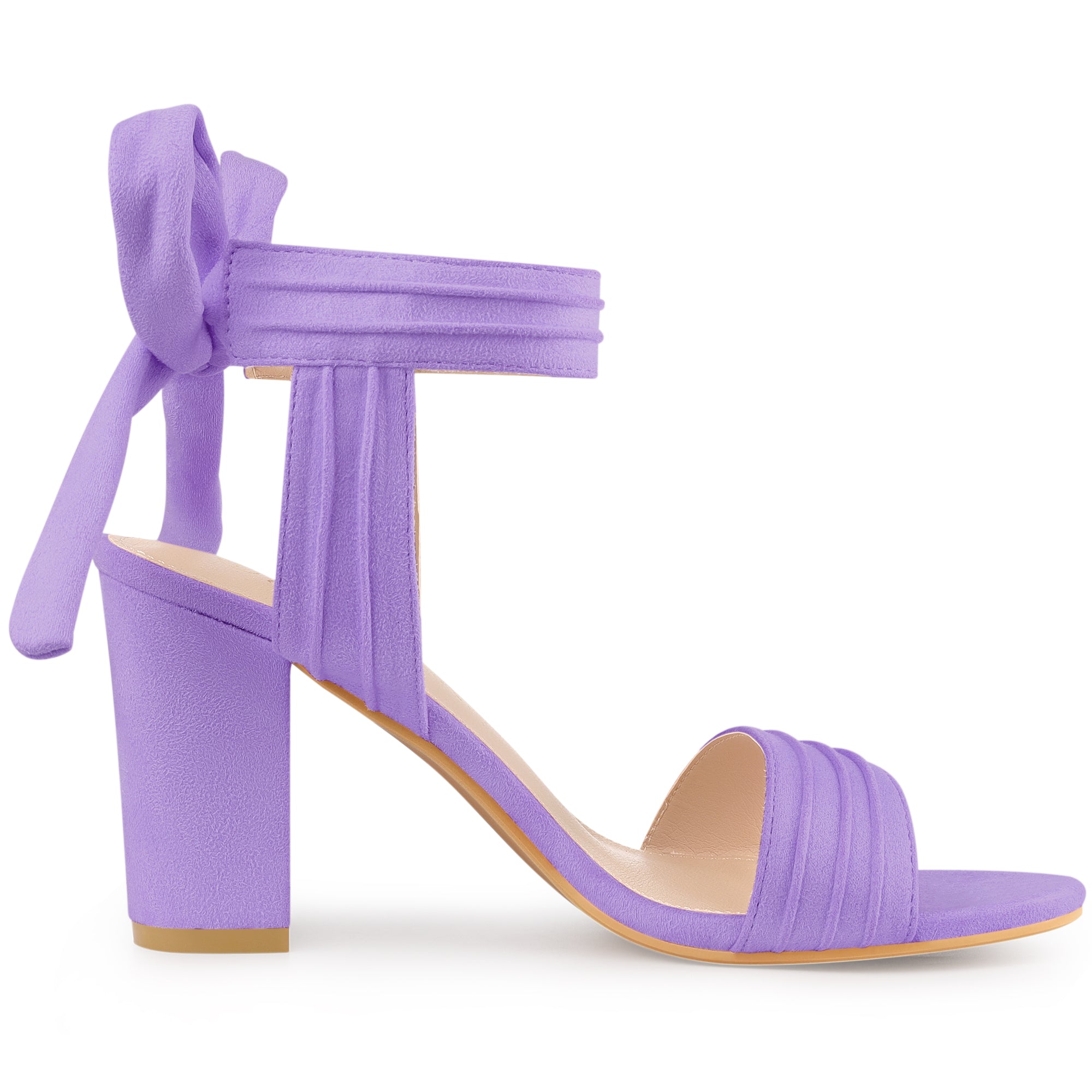 BLOCK HEEL PUMPS | OPEN TOE ANKLE STRAP WITH BOW DETAIL