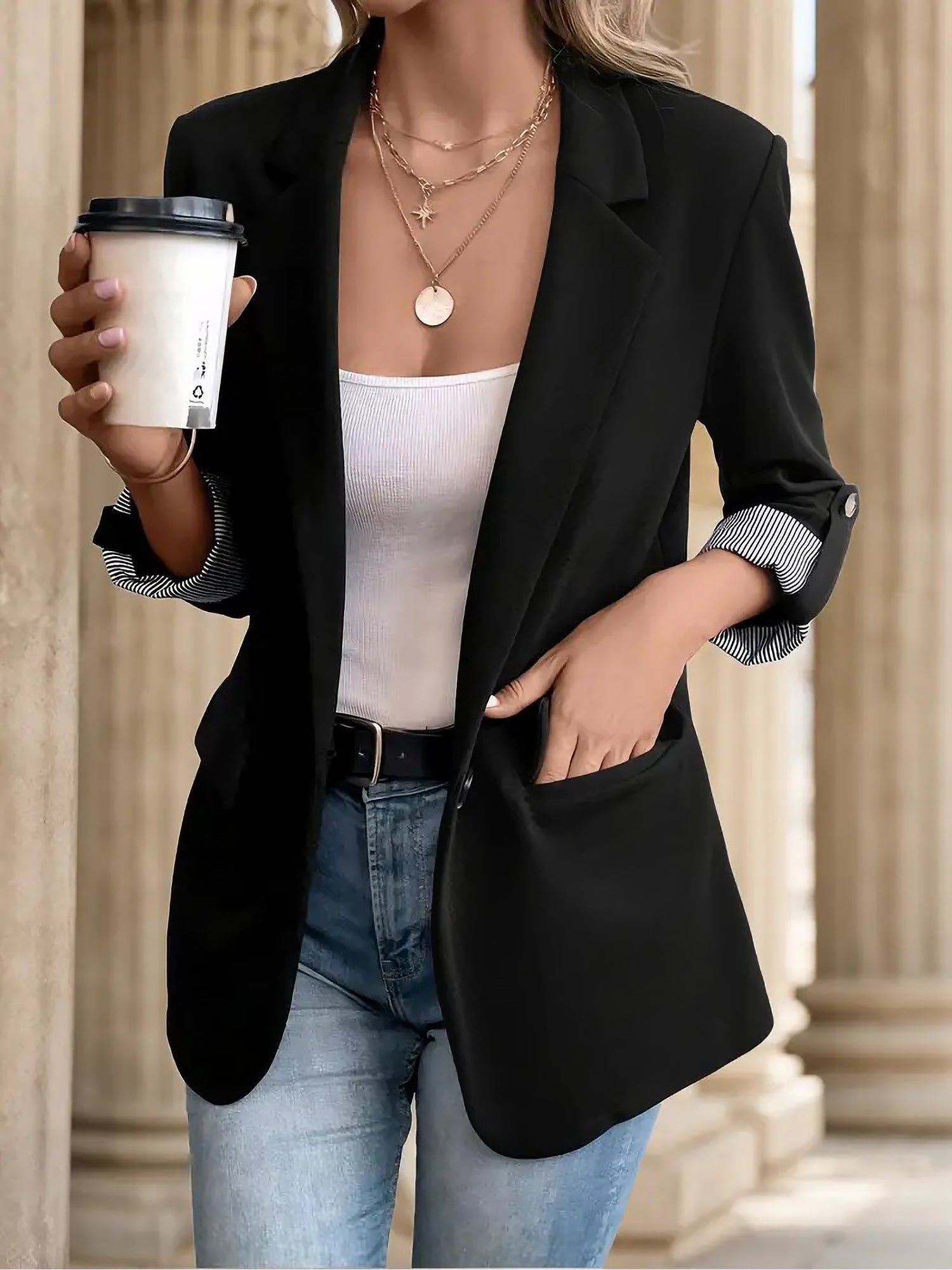 ROLL TAB SLEEVE BLAZER