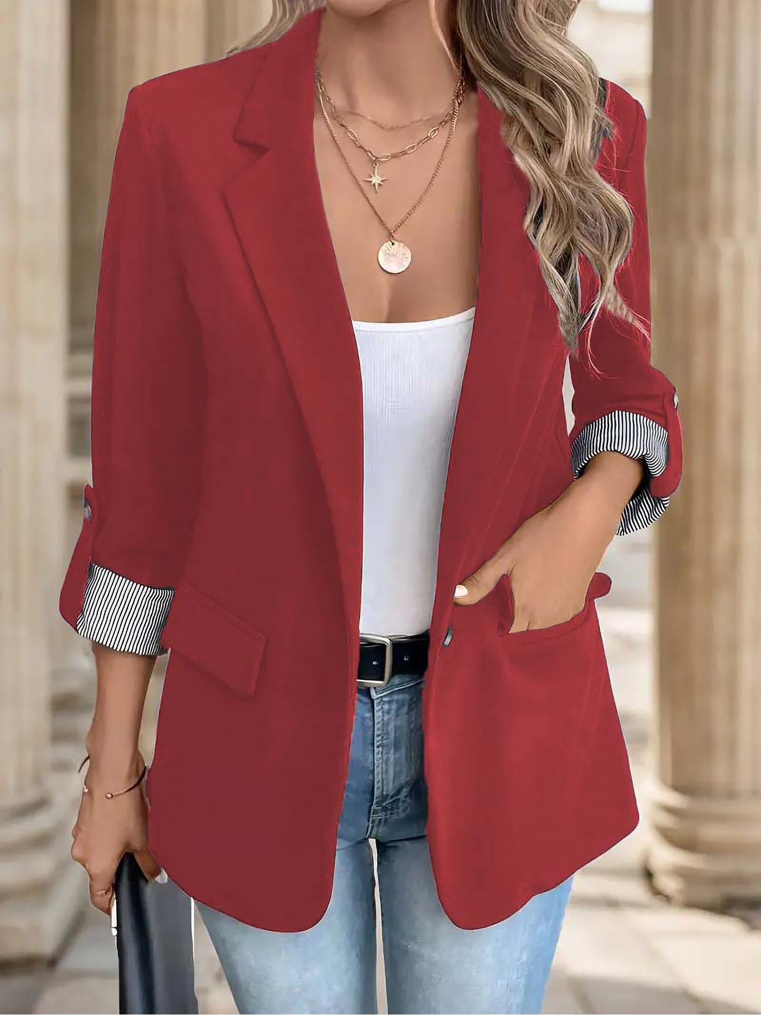 ROLL TAB SLEEVE BLAZER