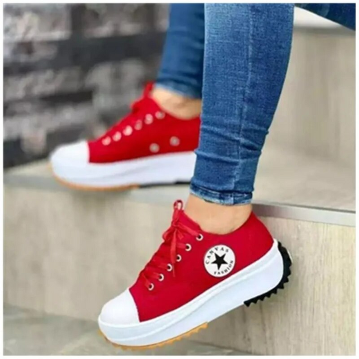 PLATFORM SNEAKERS | CASUAL LACE UP CANVAS SHOES