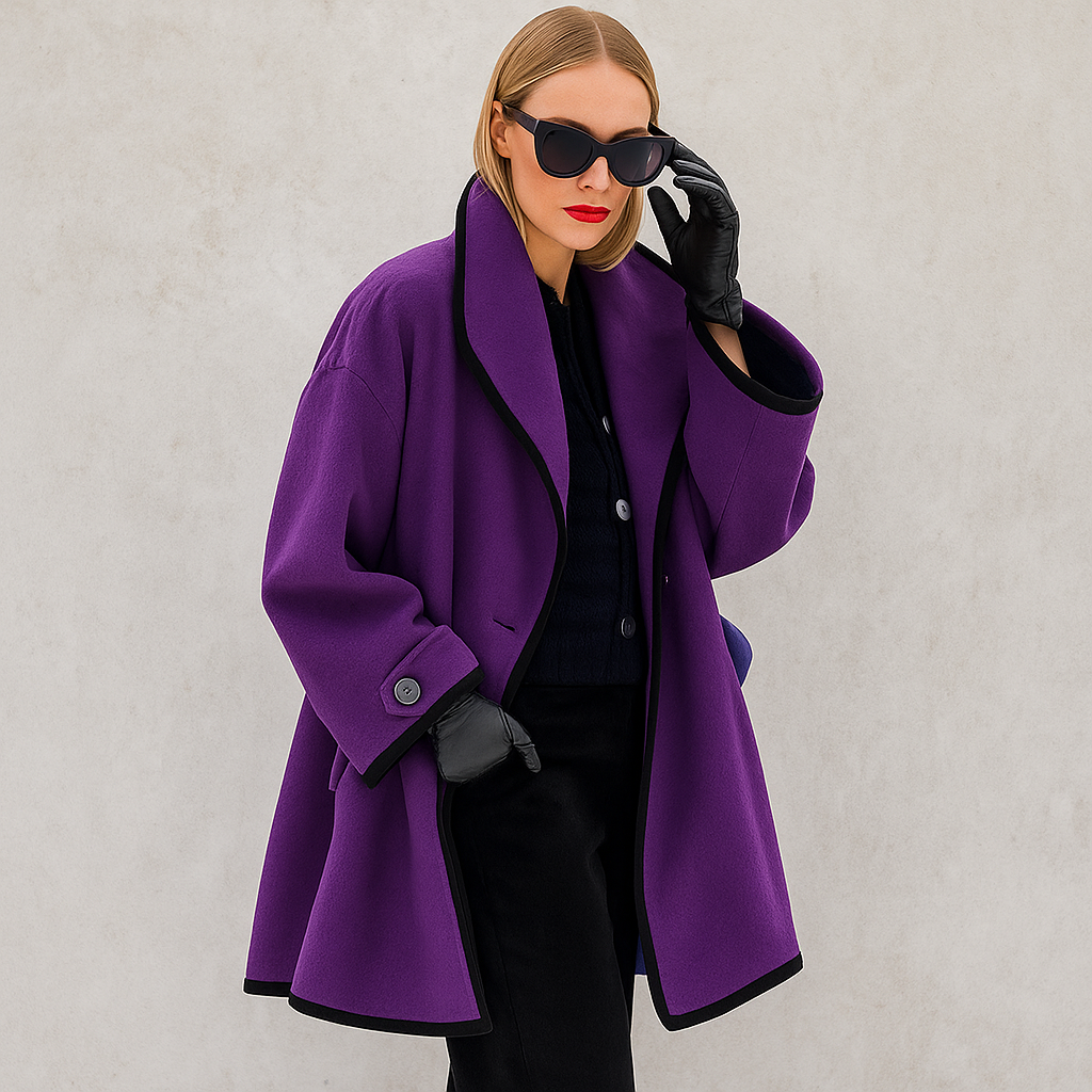 WOOL COAT | OVERSIZED SWING JACKET WITH WIDE COLLAR
