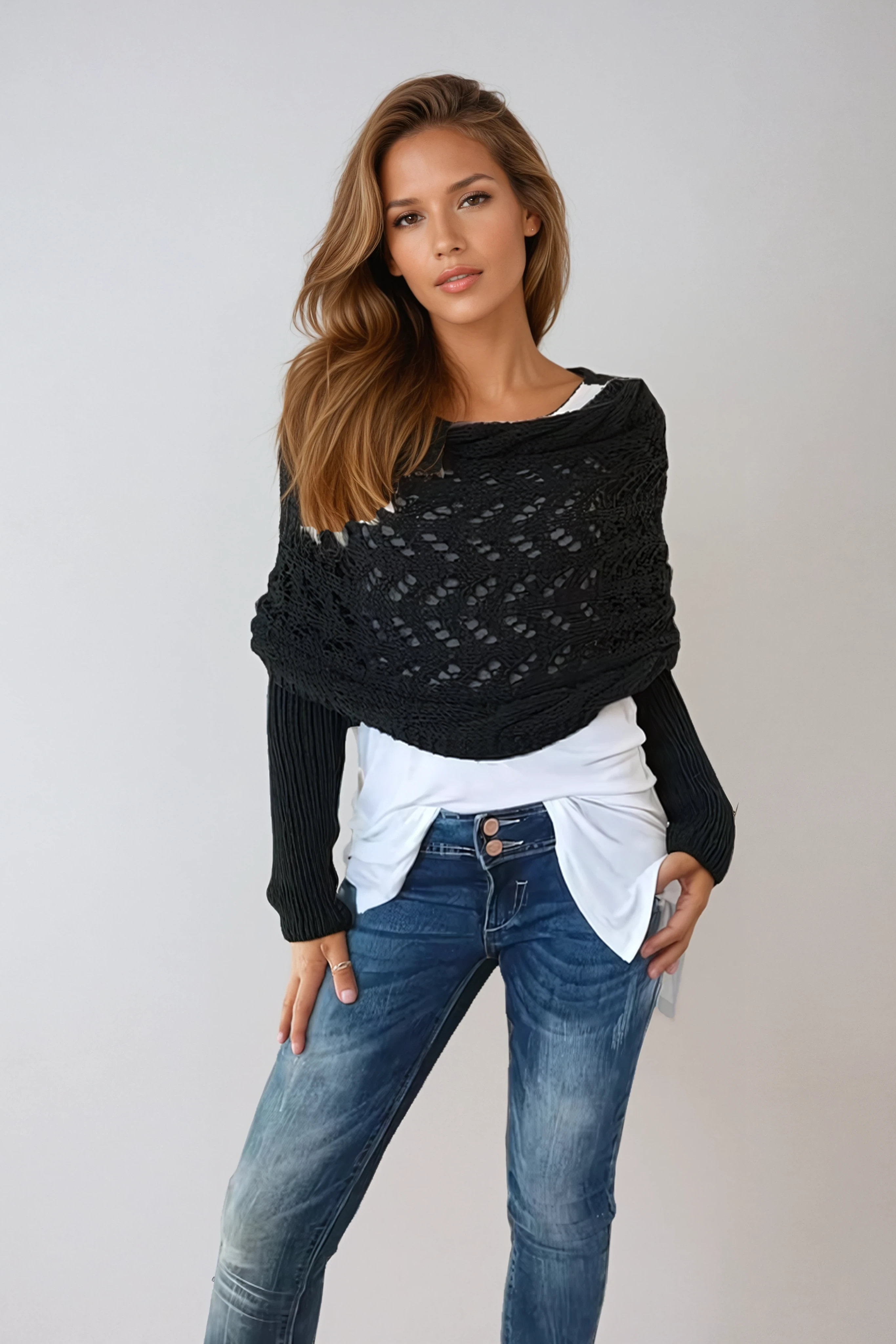 WOMEN’S KNIT SHRUG | OFF-SHOULDER PULLOVER