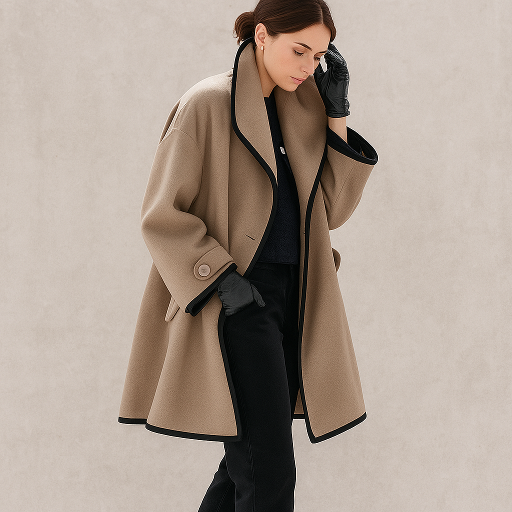 WOOL COAT | OVERSIZED SWING JACKET WITH WIDE COLLAR