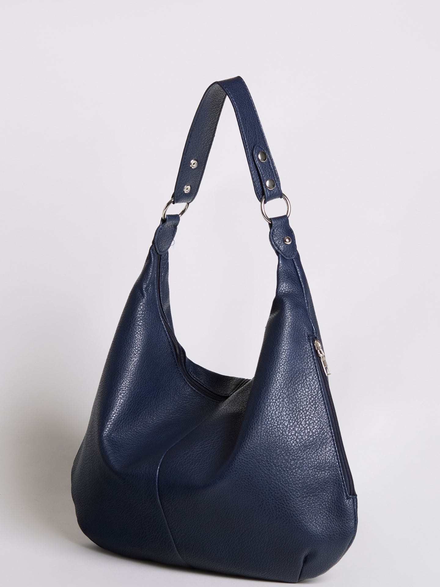 HANDBAG | SOFT LEATHER HOBO BAG WITH METAL RING DETAILS