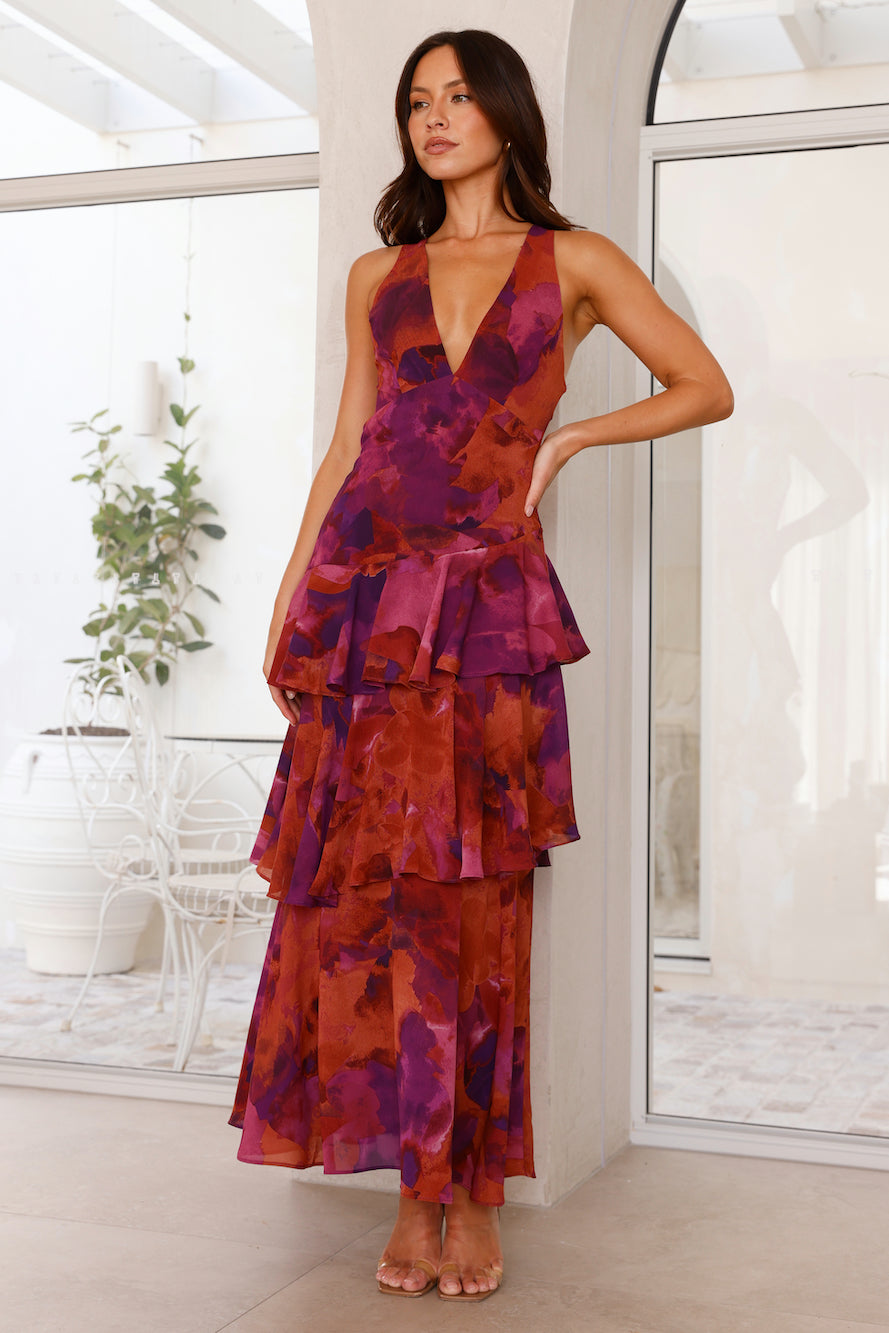 TIERED MAXI DRESS | BACKLESS DESIGN WITH LAYERED SKIRT