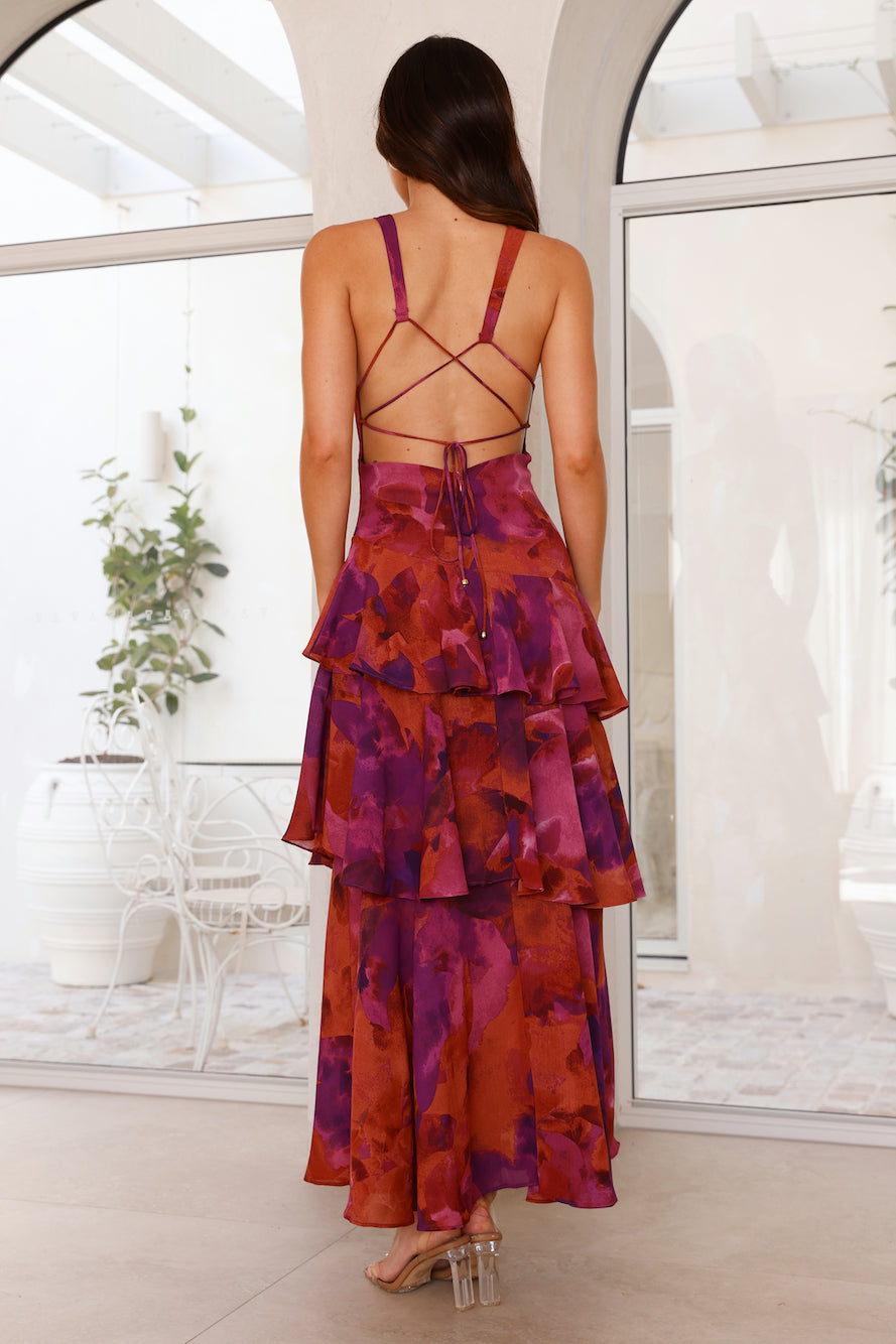 TIERED MAXI DRESS | BACKLESS DESIGN WITH LAYERED SKIRT