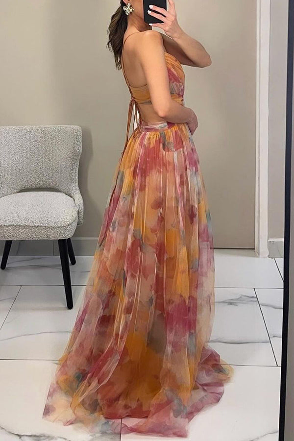 WEDDING GUEST DRESS | FLORAL MAXI WITH PLEATED SKIRT