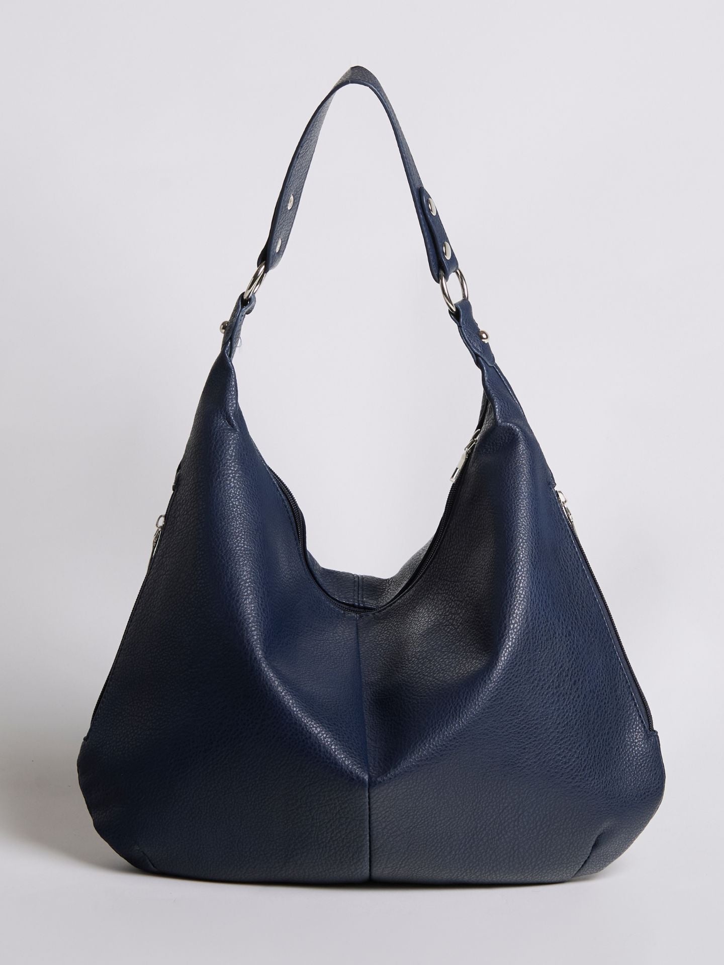 HANDBAG | SOFT LEATHER HOBO BAG WITH METAL RING DETAILS