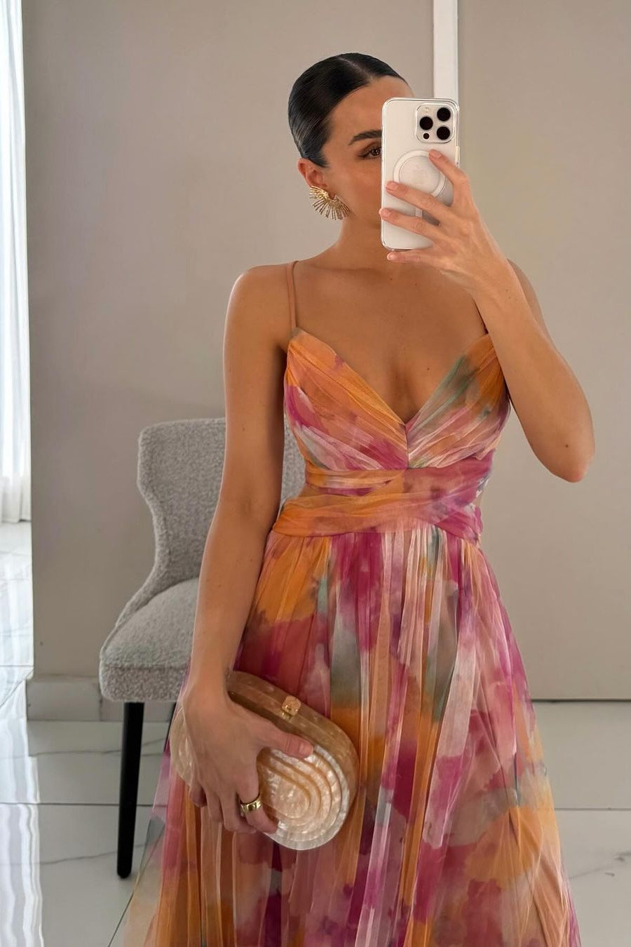 WEDDING GUEST DRESS | FLORAL MAXI WITH PLEATED SKIRT