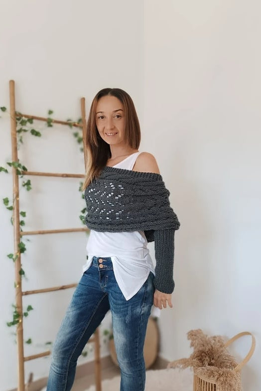 WOMEN’S KNIT SHRUG | OFF-SHOULDER PULLOVER