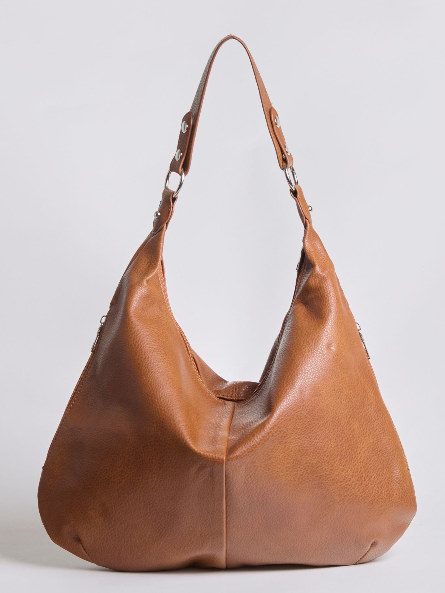 HANDBAG | SOFT LEATHER HOBO BAG WITH METAL RING DETAILS