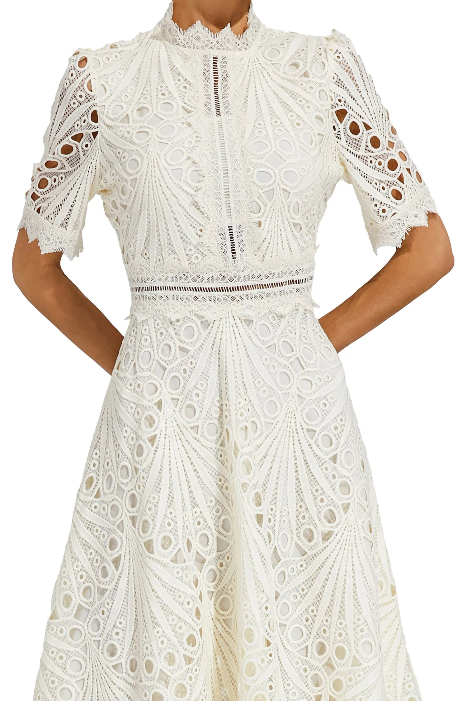 GRADUATION DRESS | MIDI WITH HIGH-NECK A-LINE SILHOUETTE