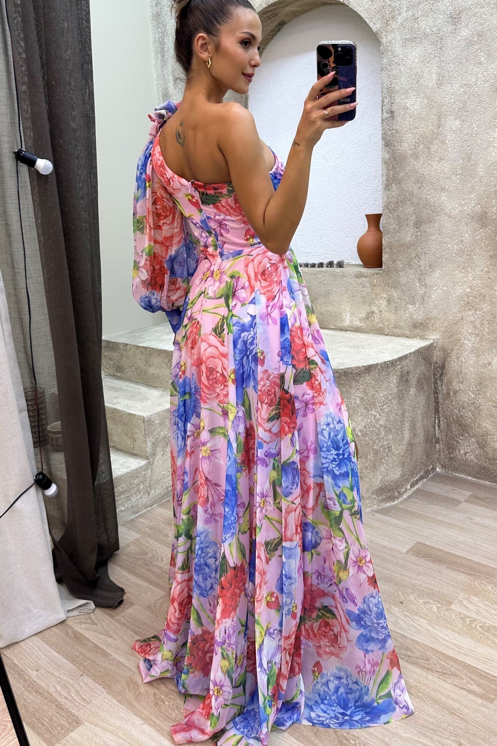 WEDDING GUEST DRESS | ONE-SHOULDER MAXI WITH PLEATED SKIRT