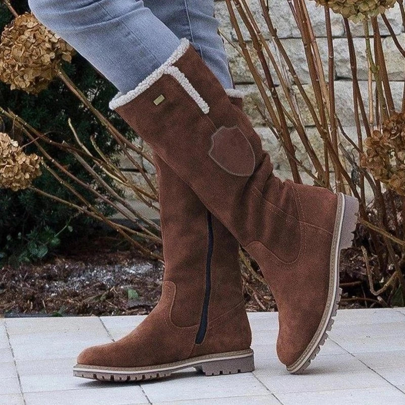 KNEE HIGH BOOTS | SUEDE LOOK WINTER BOOTS WITH FUR LINING