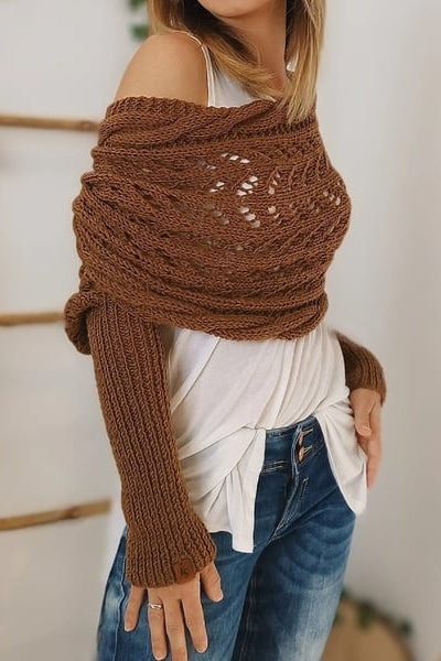 WOMEN’S KNIT SHRUG | OFF-SHOULDER PULLOVER