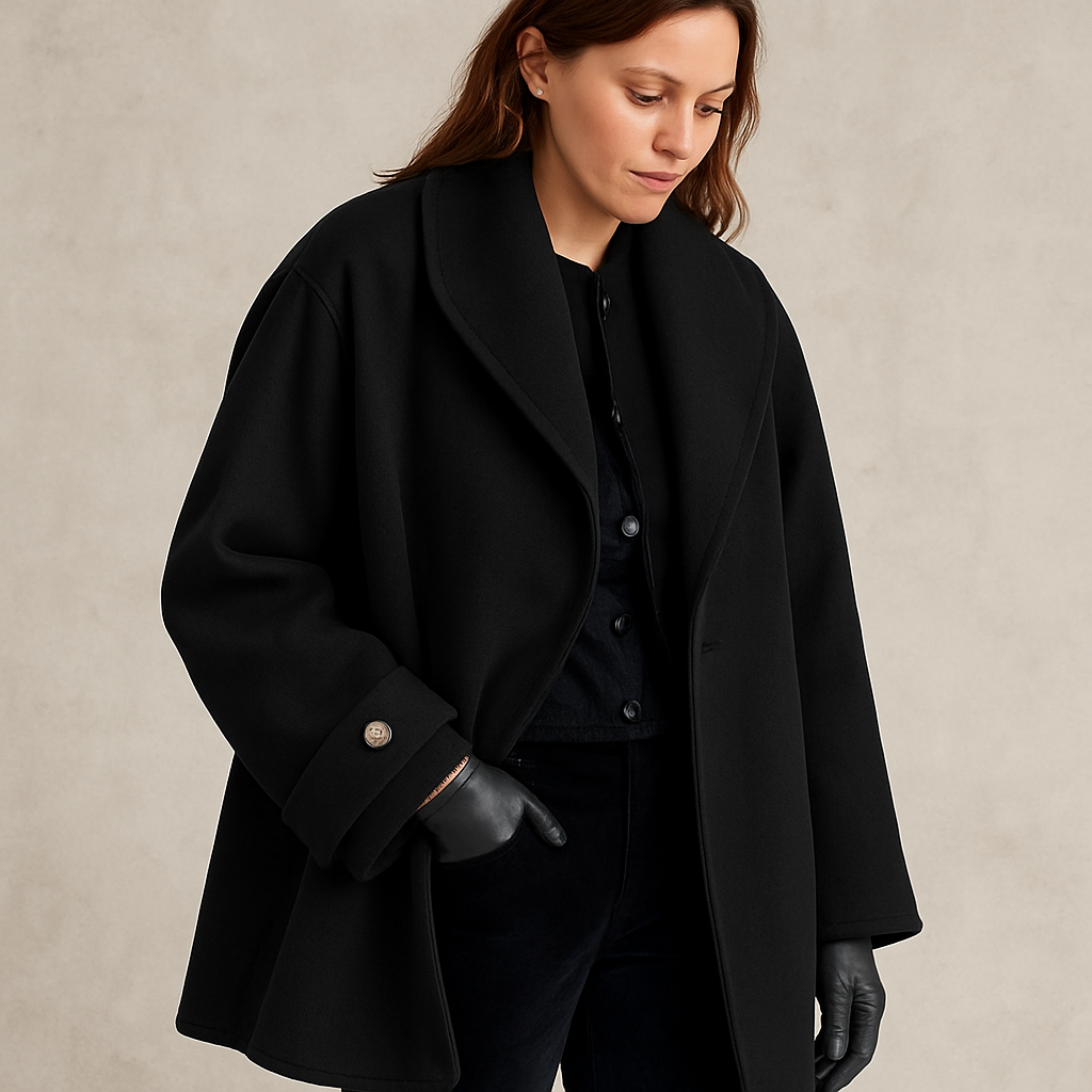 WOOL COAT | OVERSIZED SWING JACKET WITH WIDE COLLAR