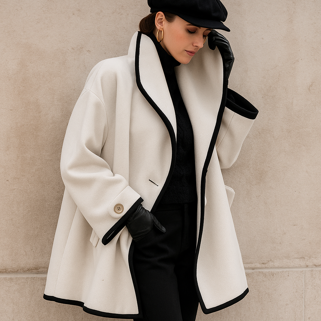 WOOL COAT | OVERSIZED SWING JACKET WITH WIDE COLLAR