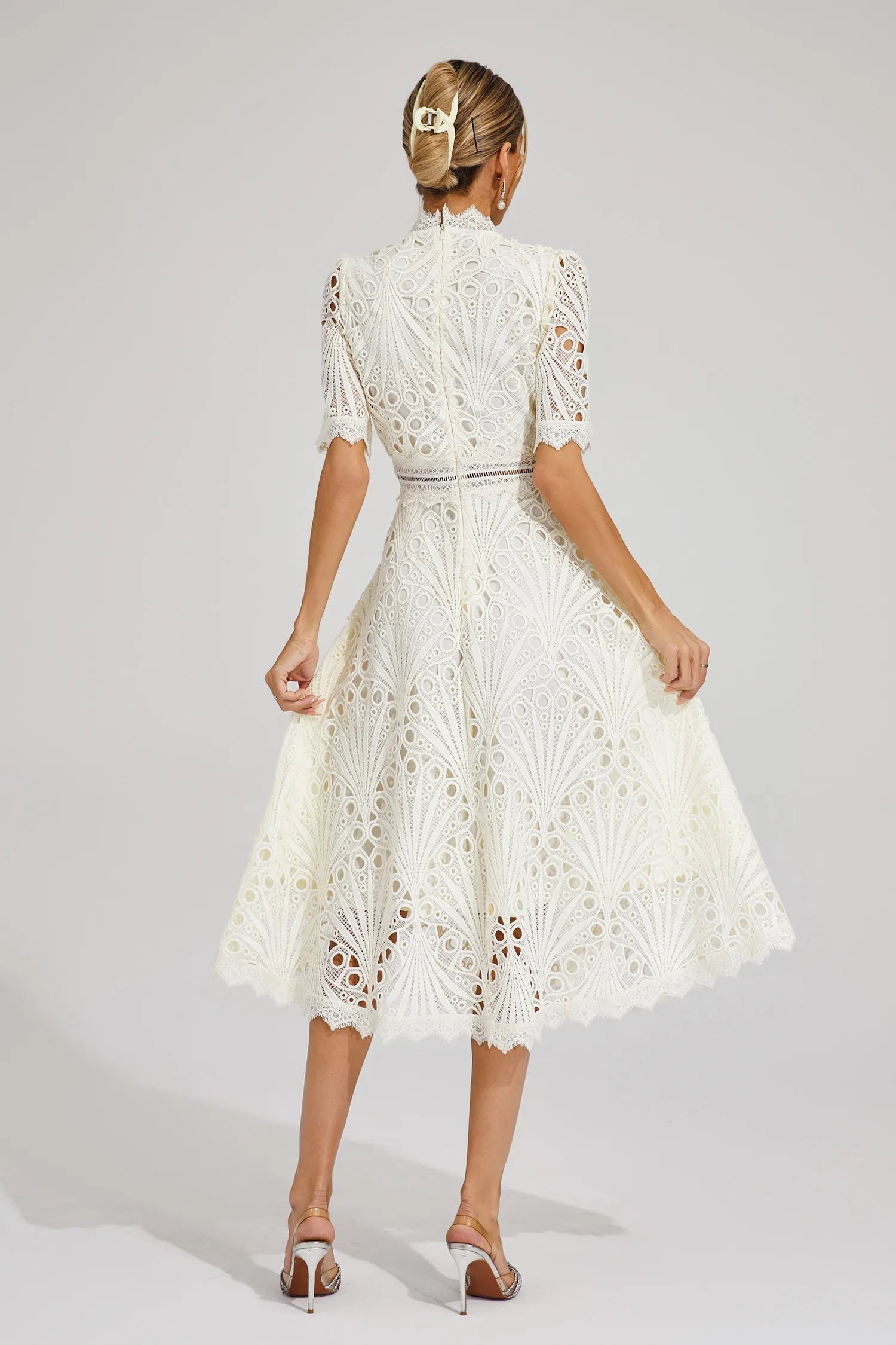 GRADUATION DRESS | MIDI WITH HIGH-NECK A-LINE SILHOUETTE