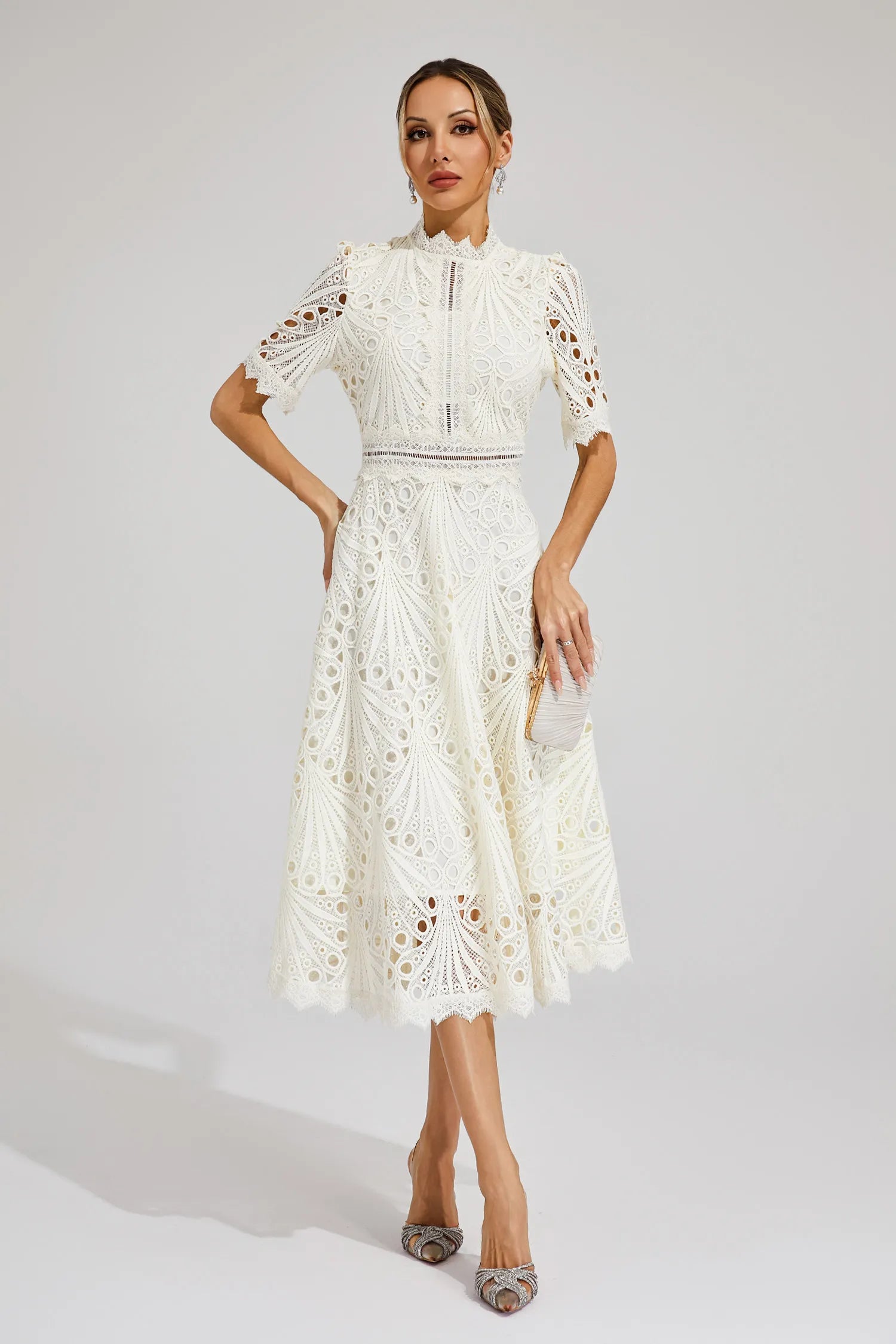 GRADUATION DRESS | MIDI WITH HIGH-NECK A-LINE SILHOUETTE