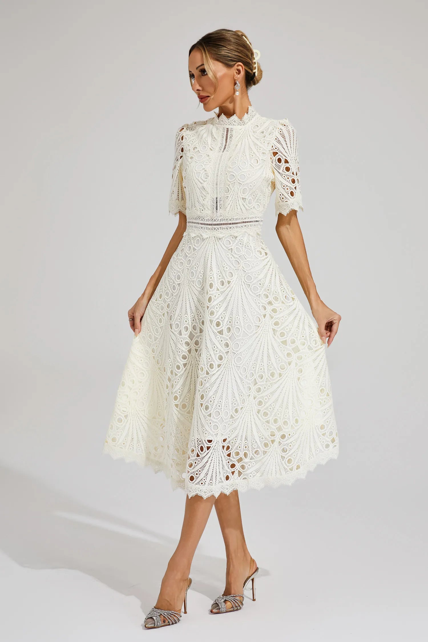 GRADUATION DRESS | MIDI WITH HIGH-NECK A-LINE SILHOUETTE