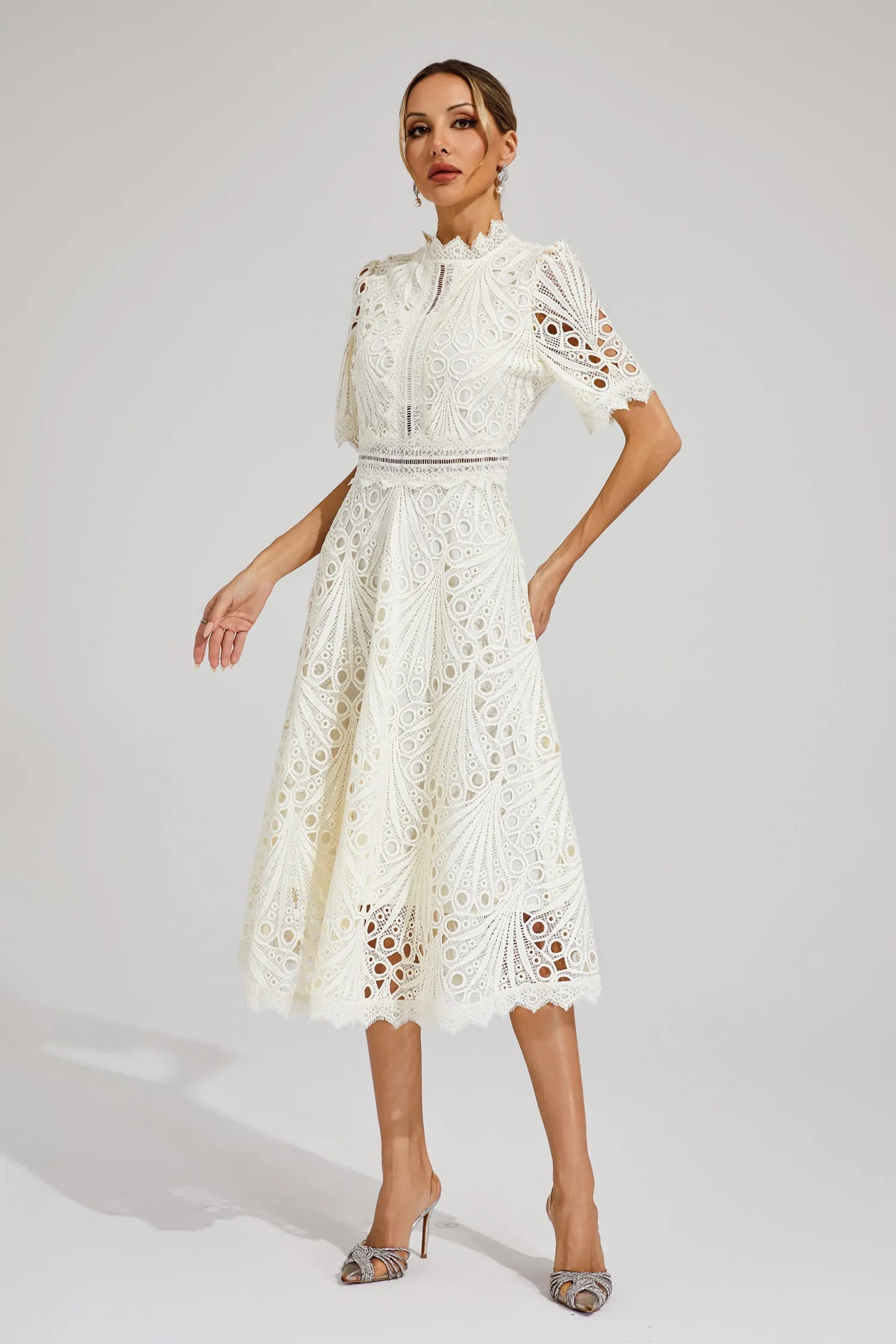 GRADUATION DRESS | MIDI WITH HIGH-NECK A-LINE SILHOUETTE