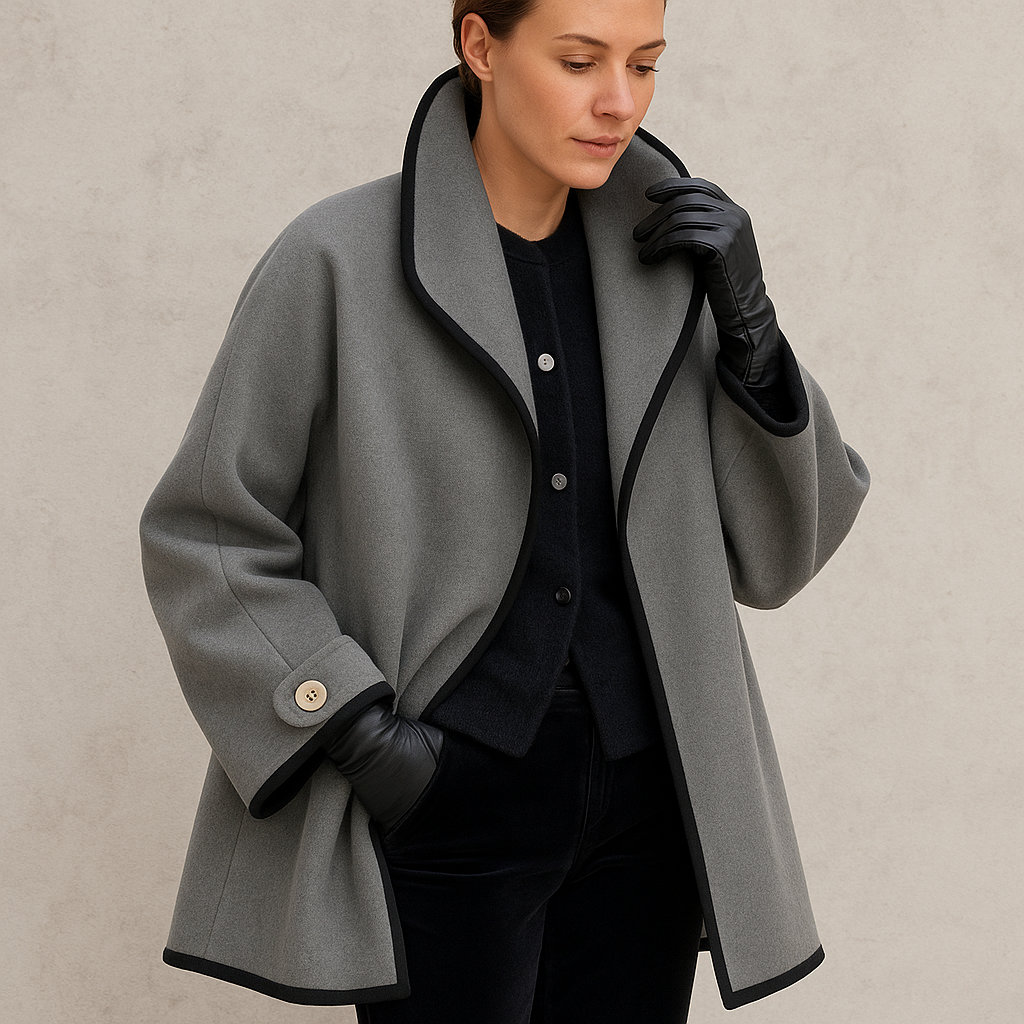 WOOL COAT | OVERSIZED SWING JACKET WITH WIDE COLLAR