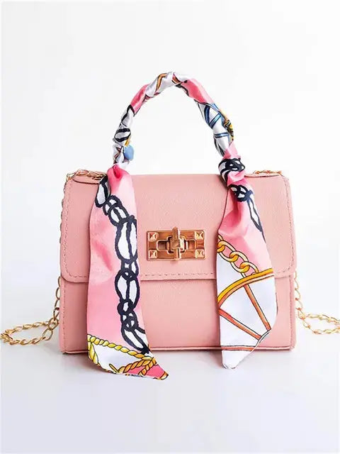 ELEGANCE TOUCH | STRUCTURED CROSSBODY BAG WITH SCARF HANDLE
