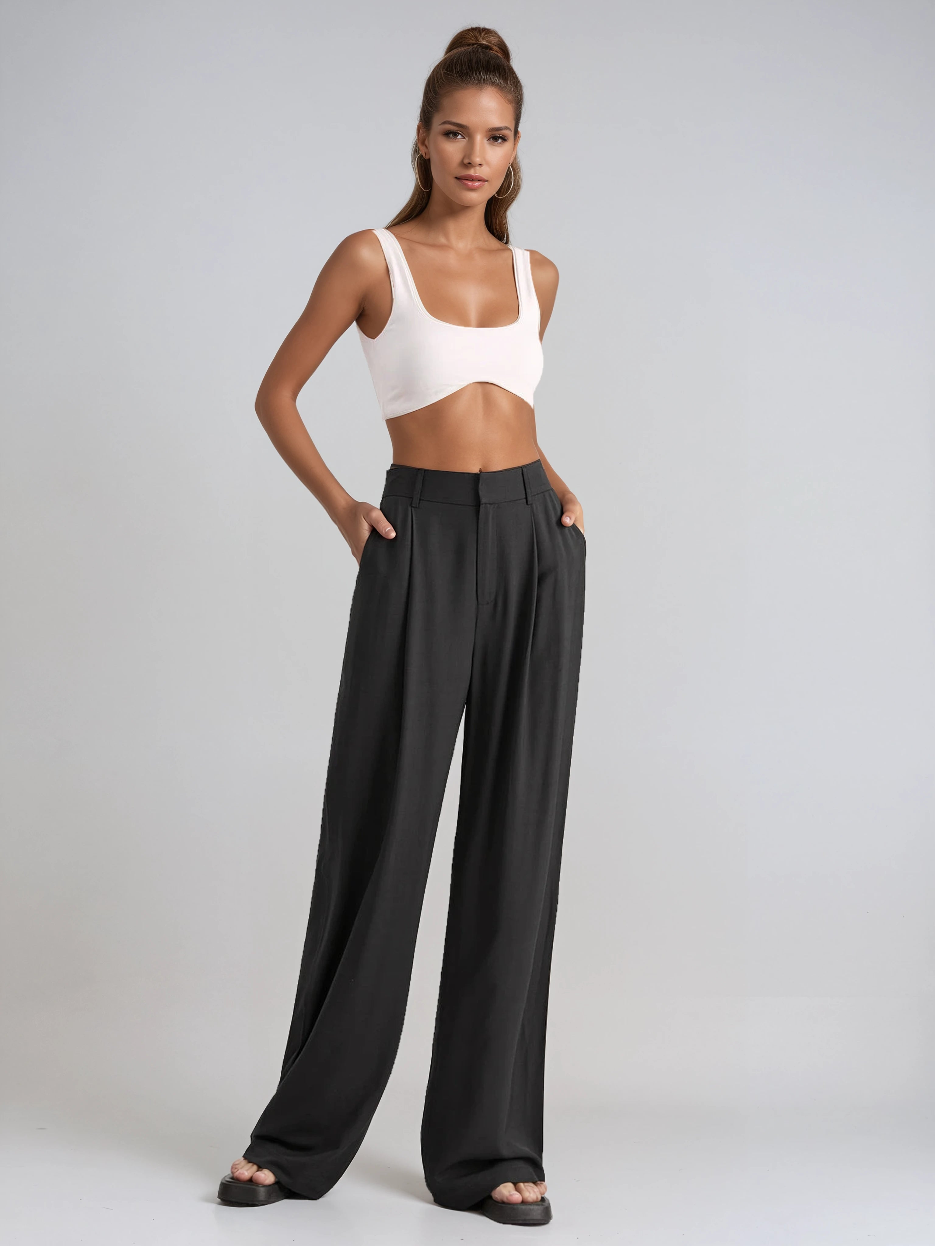 EFFORTLESS CHIC | HIGH WAIST WIDE LEG TROUSERS