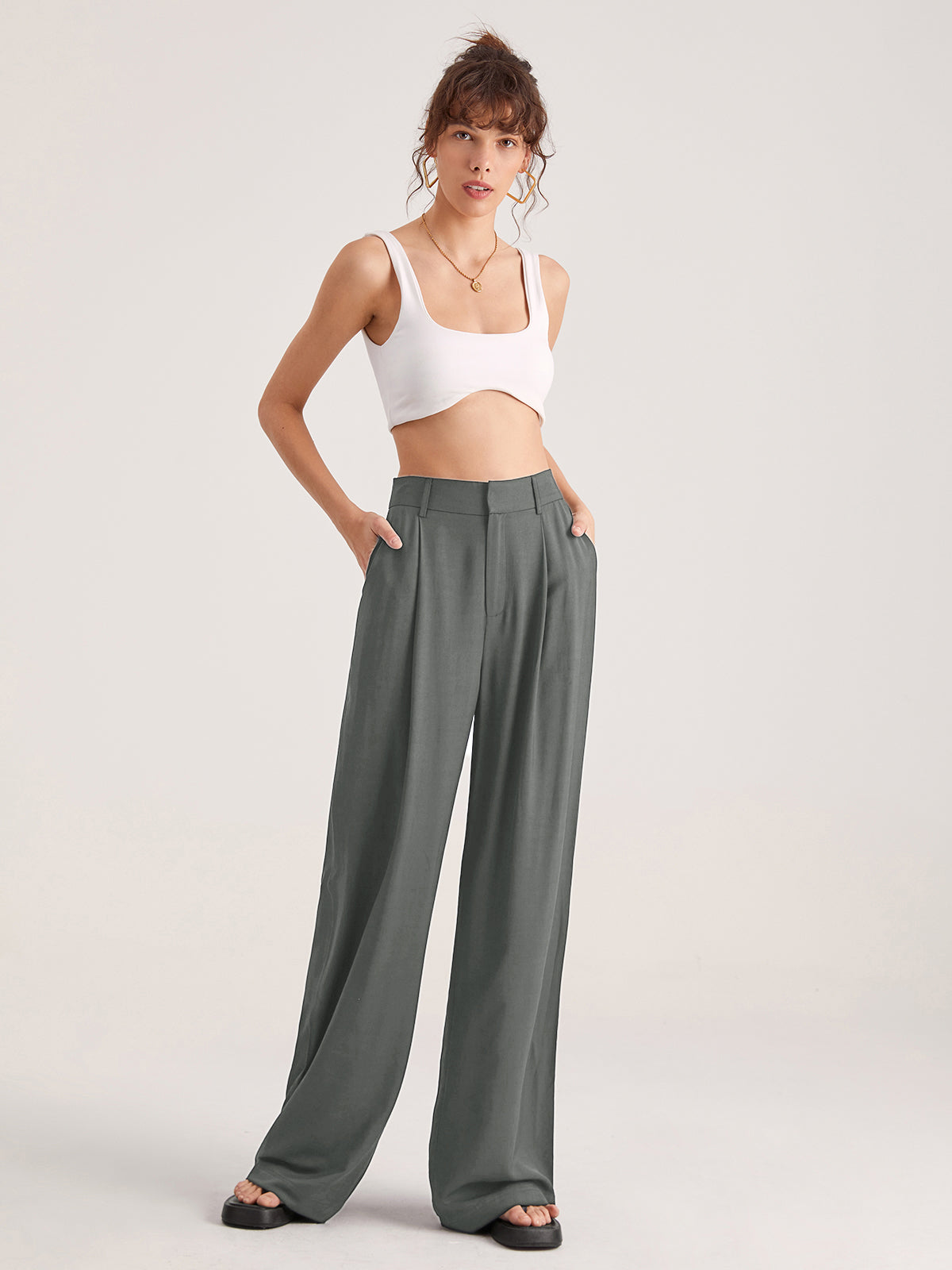 EFFORTLESS CHIC | HIGH WAIST WIDE LEG TROUSERS