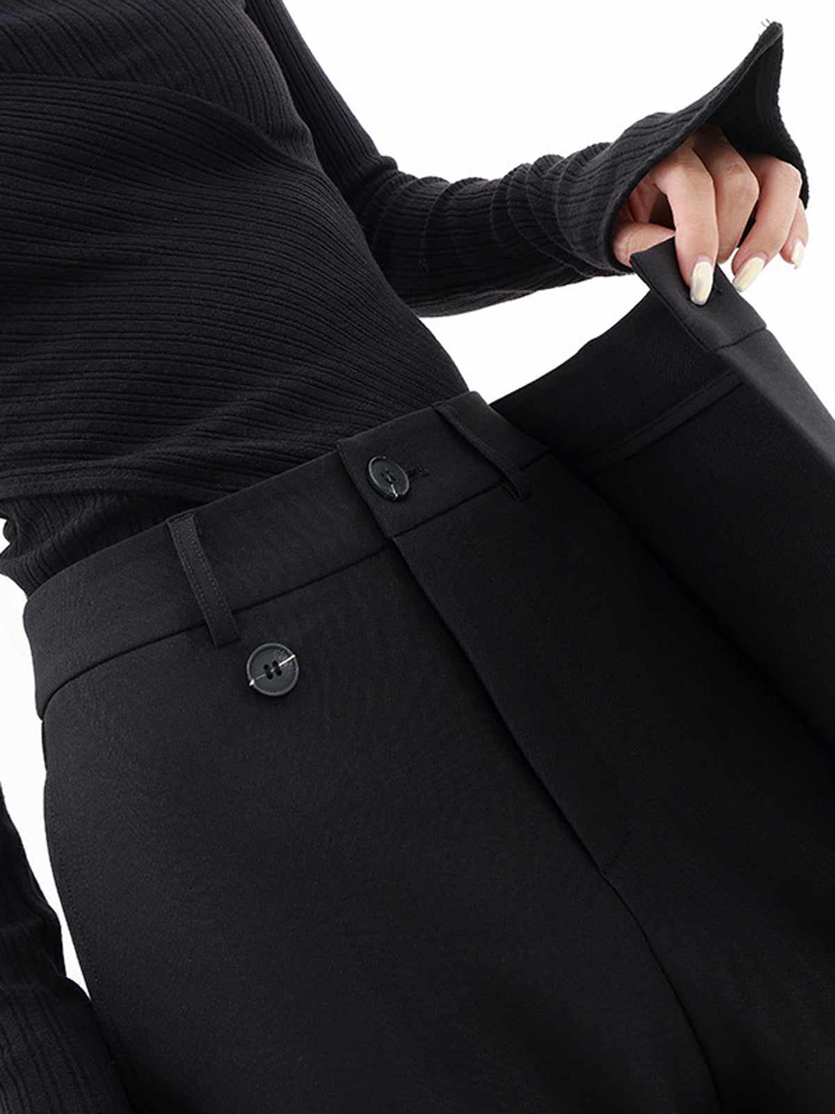 MODERN ELEGANCE | ASYMMETRIC HIGH WAIST WIDE LEG TROUSERS