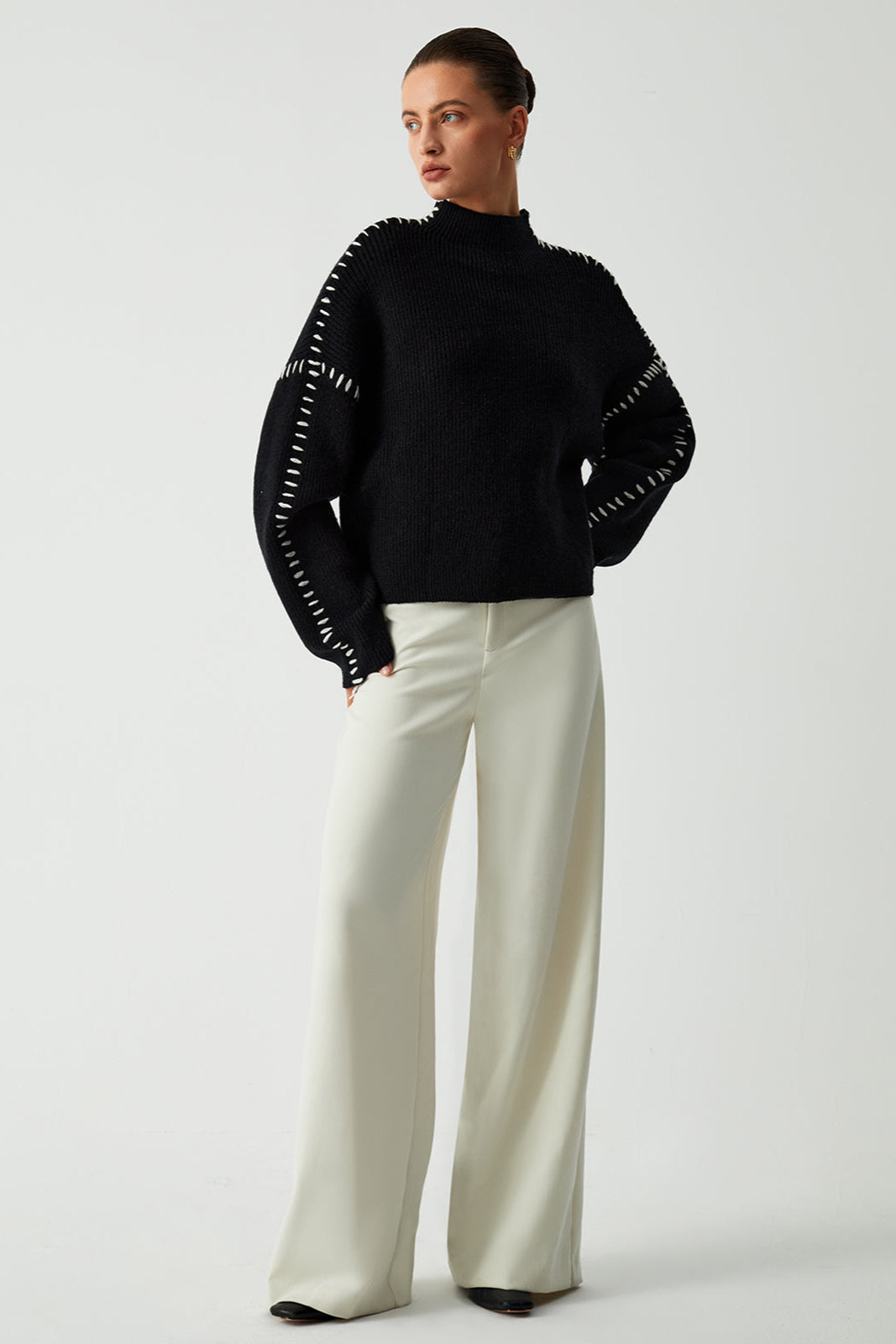 OVERSIZED KNITTED MOCK NECK JUMPER