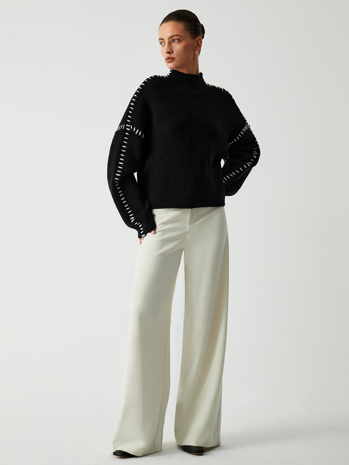 OVERSIZED KNITTED MOCK NECK JUMPER