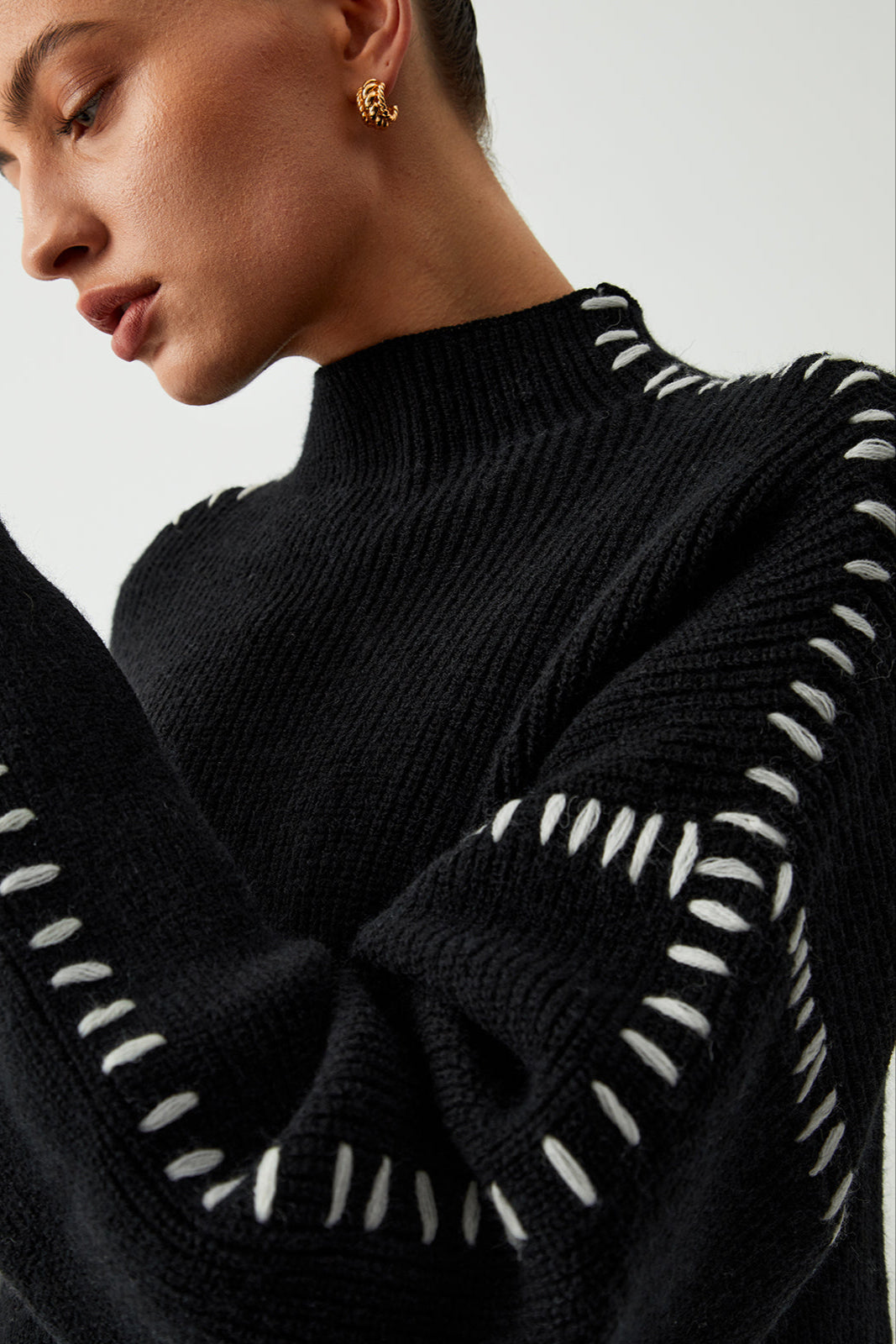 OVERSIZED KNITTED MOCK NECK JUMPER