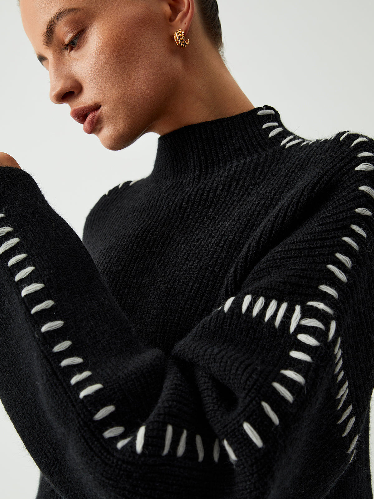 OVERSIZED KNITTED MOCK NECK JUMPER