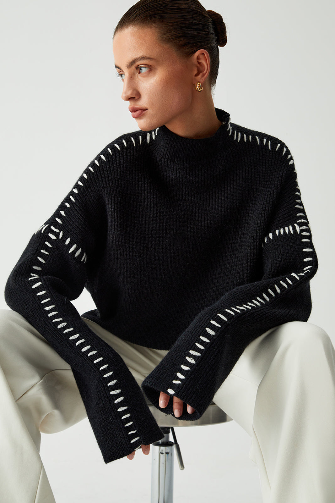 OVERSIZED KNITTED MOCK NECK JUMPER