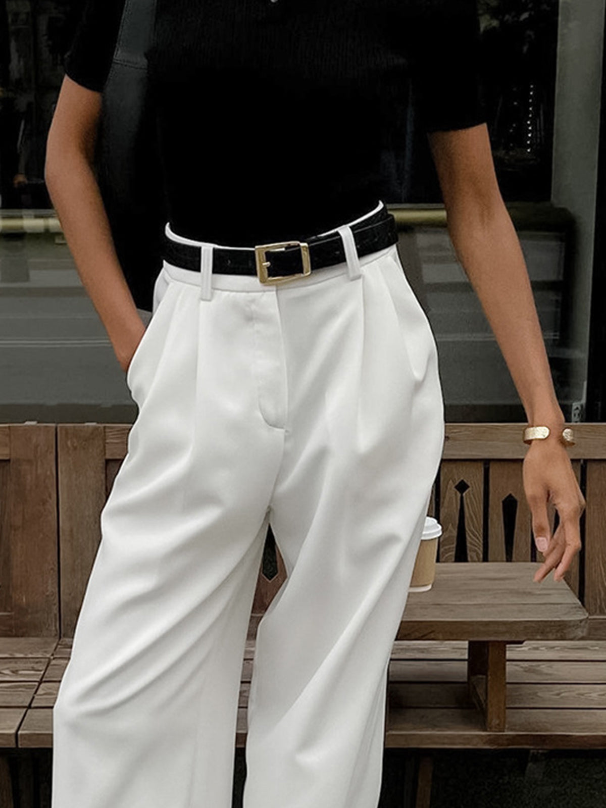 TIMELESS CHIC | HIGH WAIST WIDE LEG TROUSERS IN WHITE