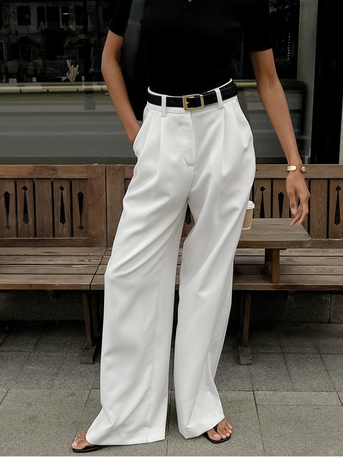 TIMELESS CHIC | HIGH WAIST WIDE LEG TROUSERS IN WHITE