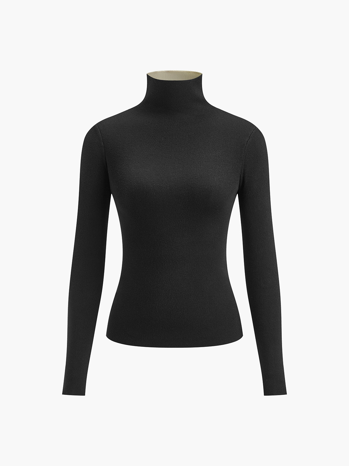 TWO TONE LONG SLEEVE KNITTED TOP
