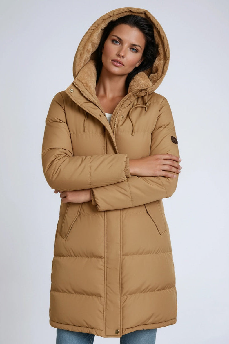 PUFFER COAT | MID LENGTH WINTER JACKET WITH HOOD