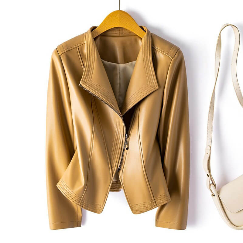 LEATHER WIDE-LAPEL JACKET