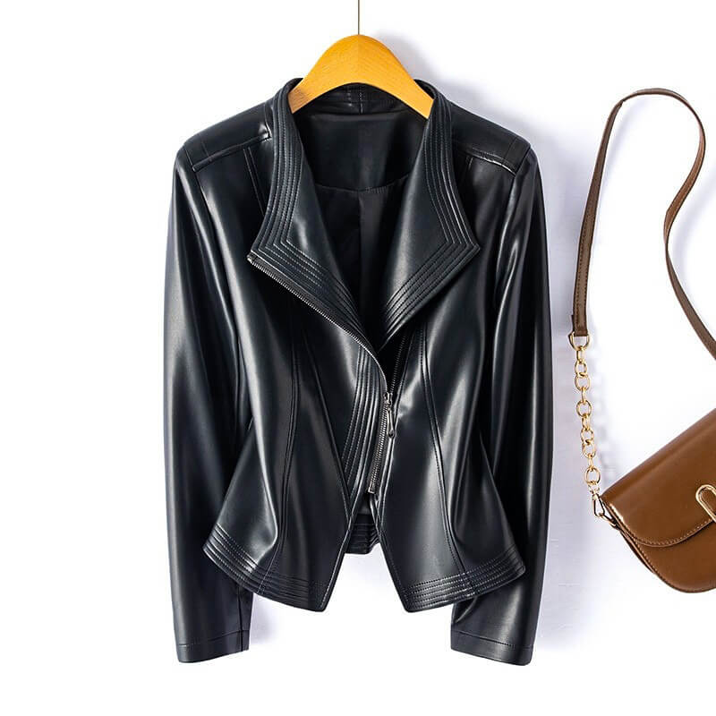 LEATHER WIDE-LAPEL JACKET
