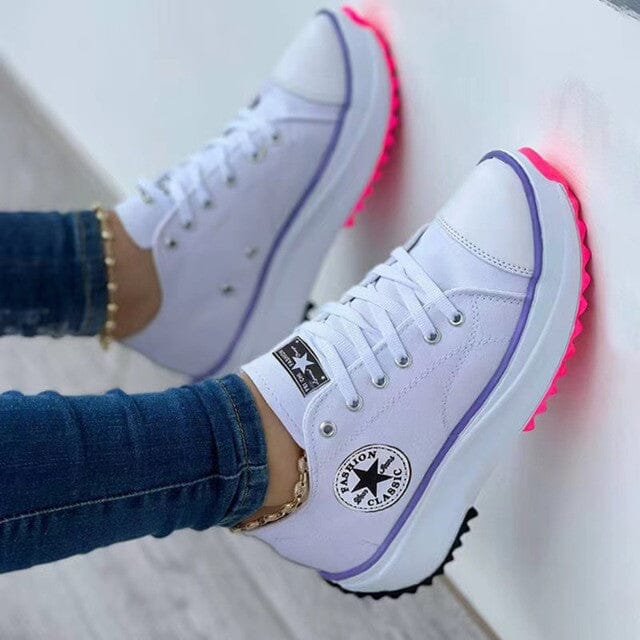 PLATFORM SNEAKERS | CASUAL LACE UP CANVAS SHOES