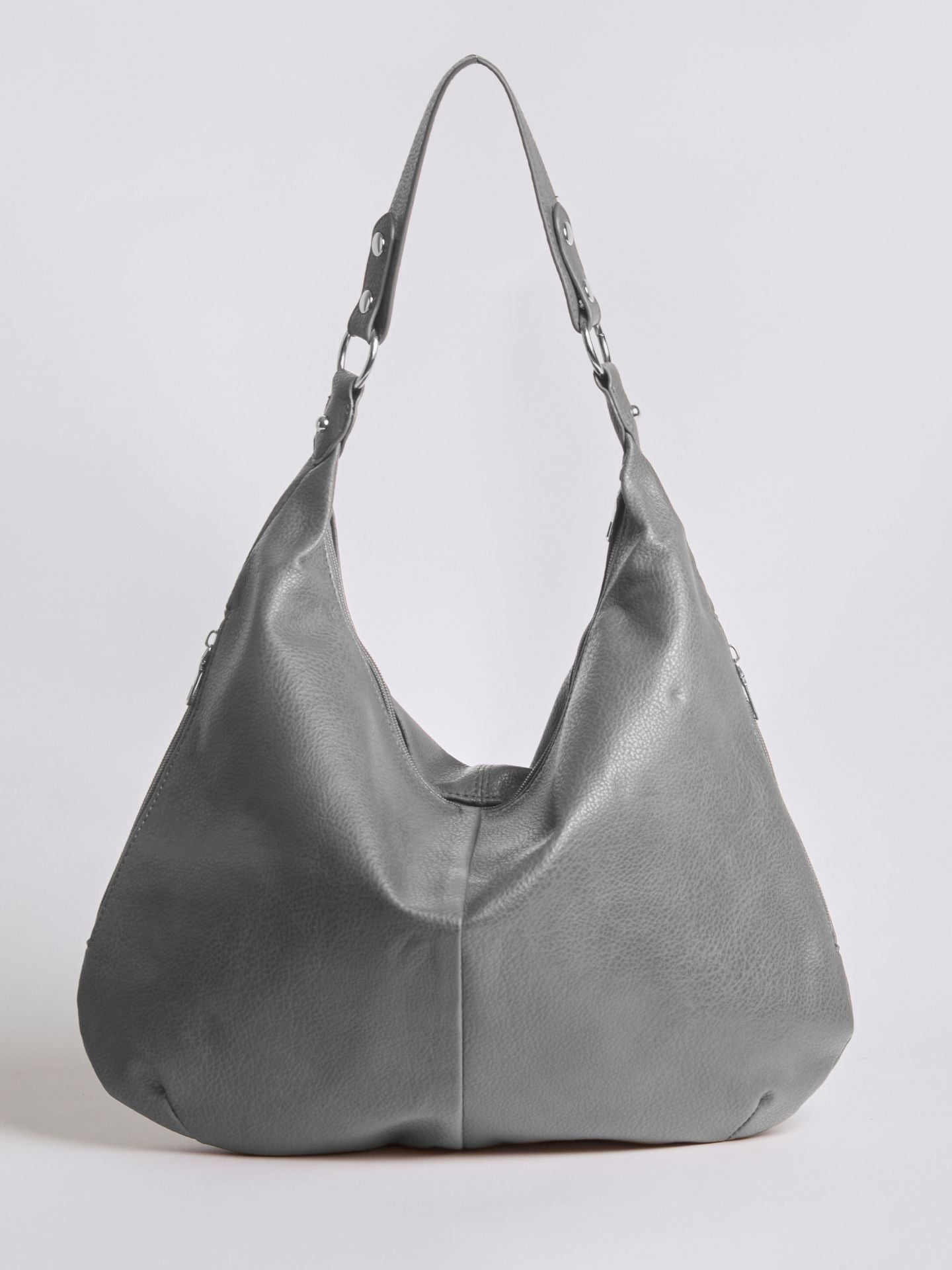 HANDBAG | SOFT LEATHER HOBO BAG WITH METAL RING DETAILS