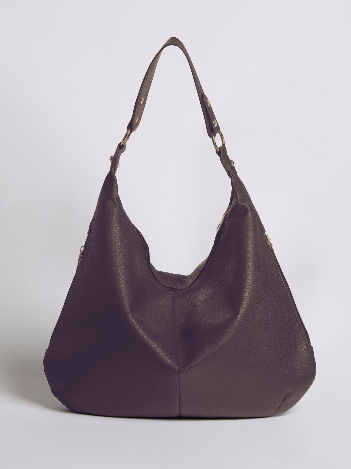 HANDBAG | SOFT LEATHER HOBO BAG WITH METAL RING DETAILS