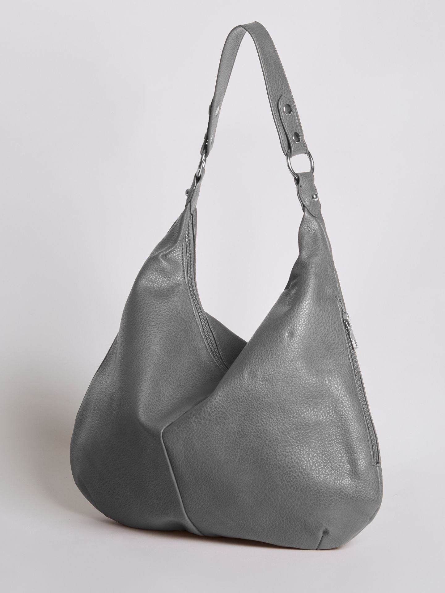 HANDBAG | SOFT LEATHER HOBO BAG WITH METAL RING DETAILS