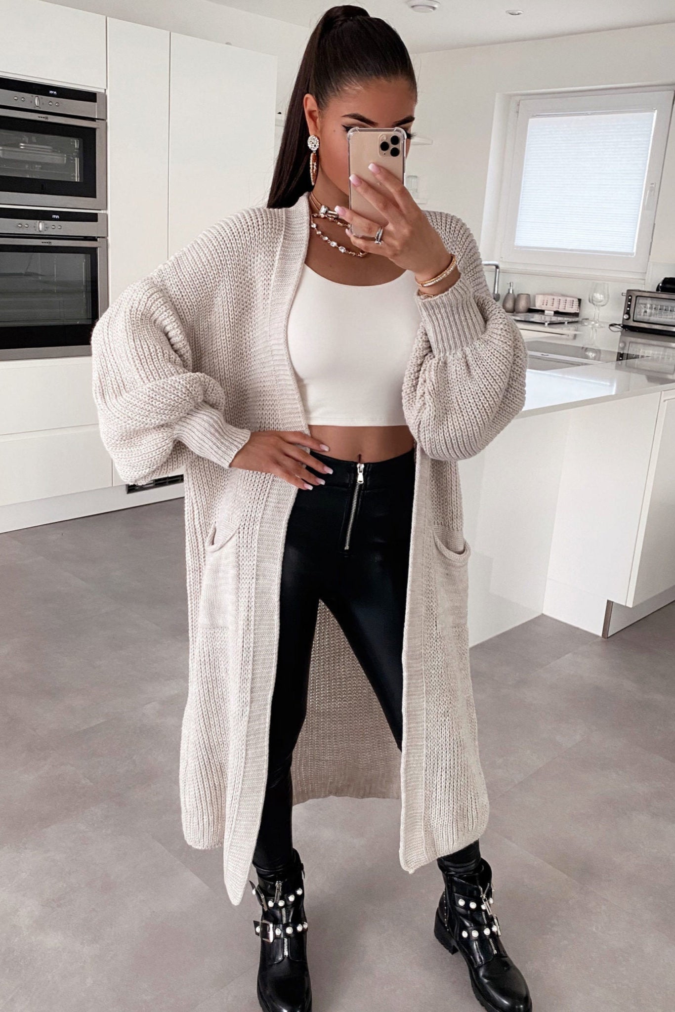 LONG KNITTED CARDIGAN – OPEN FRONT