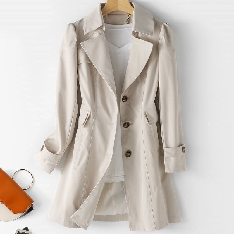 TRENCH COAT | LONG DOUBLE BREASTED COAT WITH BELT