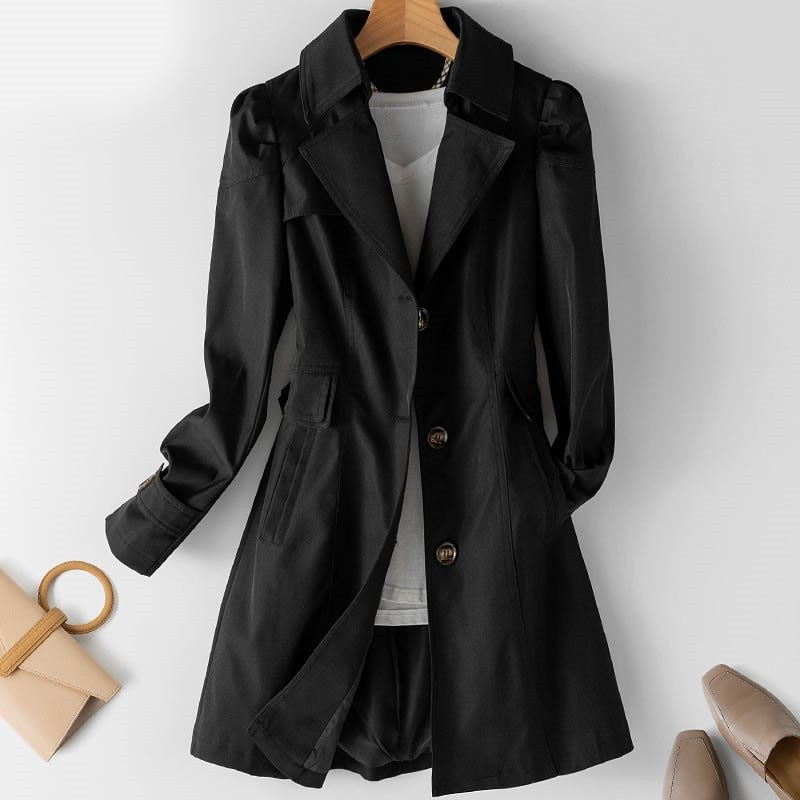 TRENCH COAT | LONG DOUBLE BREASTED COAT WITH BELT