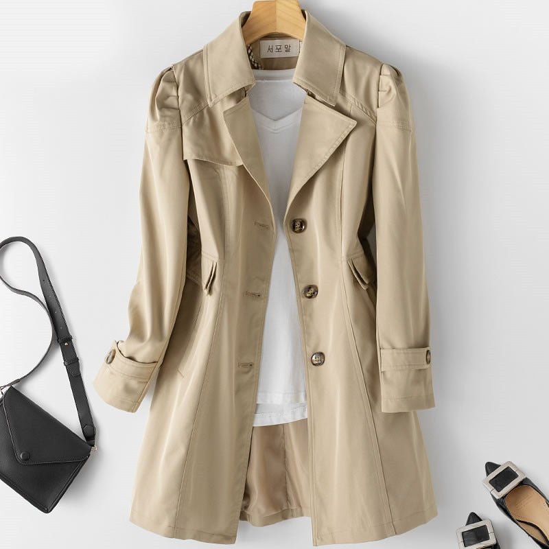 TRENCH COAT | LONG DOUBLE BREASTED COAT WITH BELT