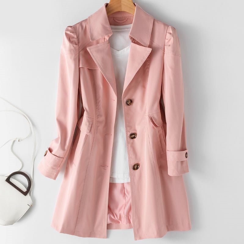 TRENCH COAT | LONG DOUBLE BREASTED COAT WITH BELT